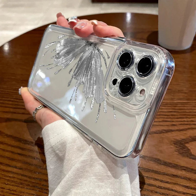 Luxury Gilt Butterfly Shockproof Clear Soft Silicone Phone Case