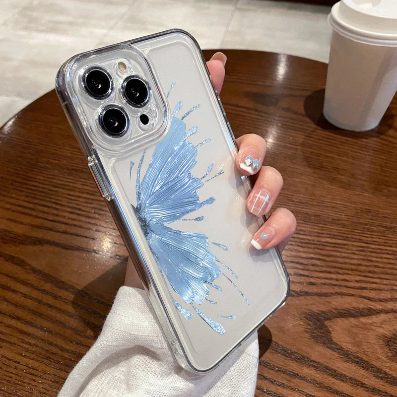 Luxury Gilt Butterfly Shockproof Clear Soft Silicone Phone Case