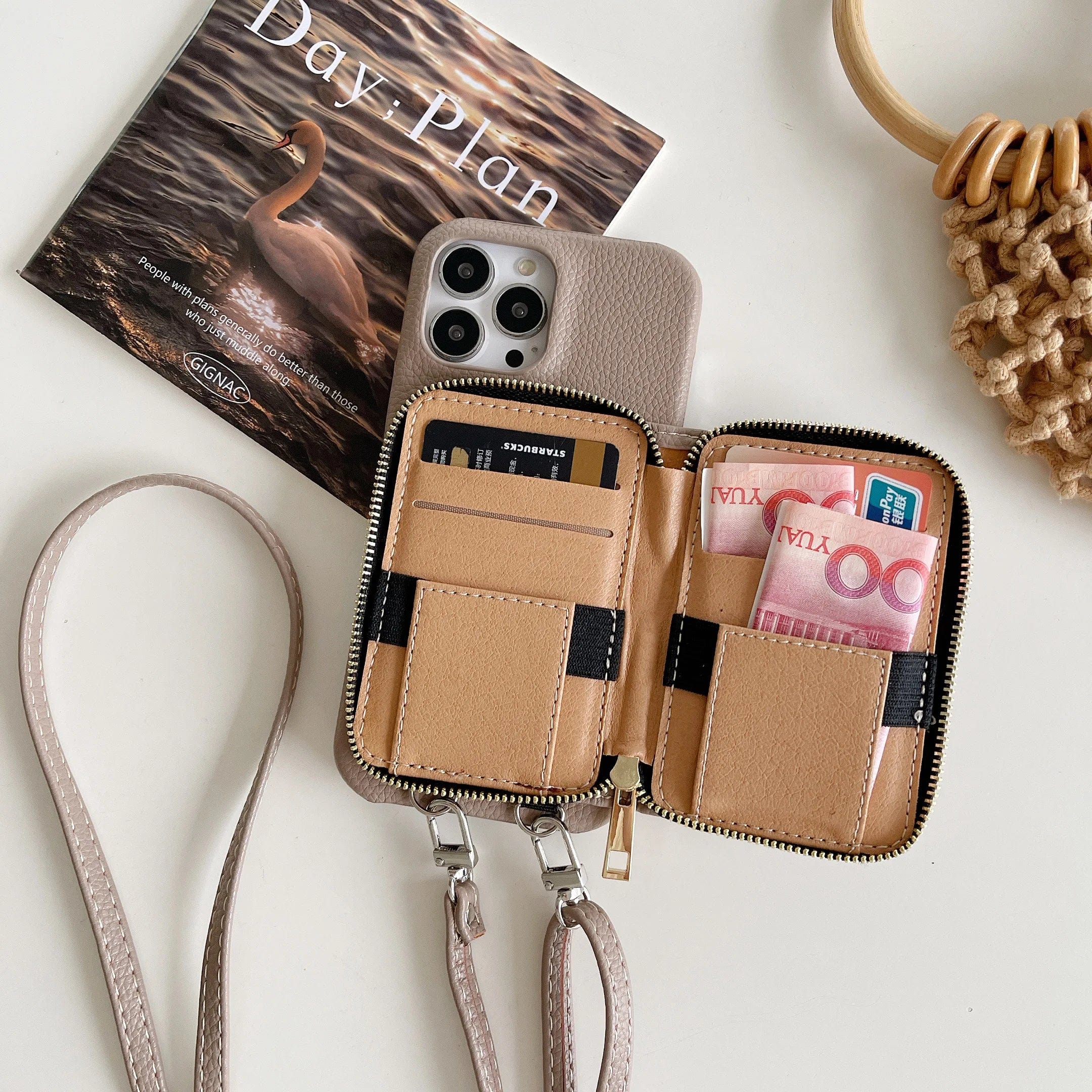Luxury Crossbody Wallet Leather iPhone Case
