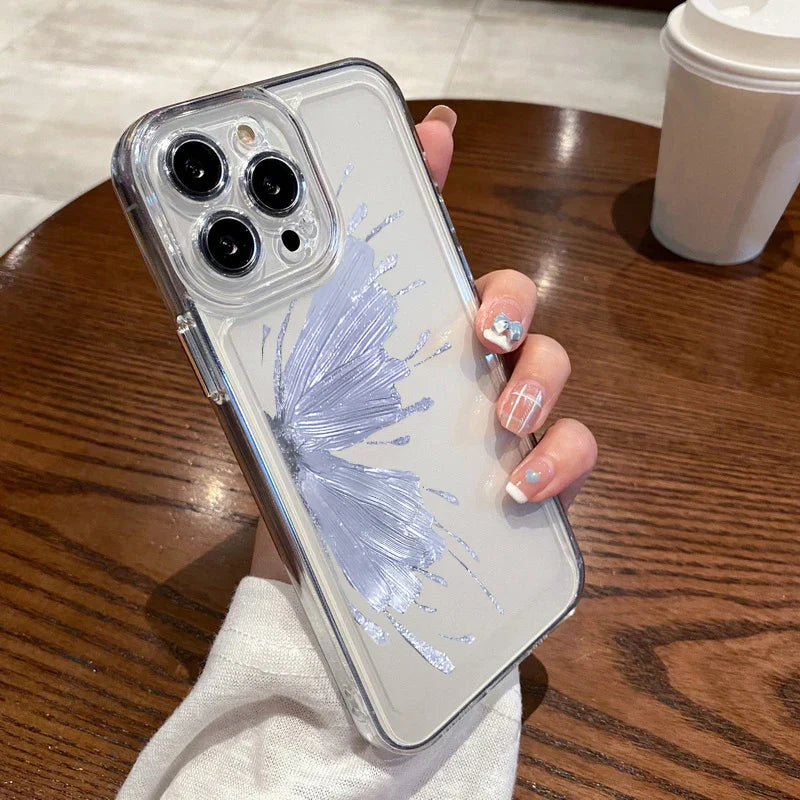 Luxury Gilt Butterfly Shockproof Clear Soft Silicone Phone Case