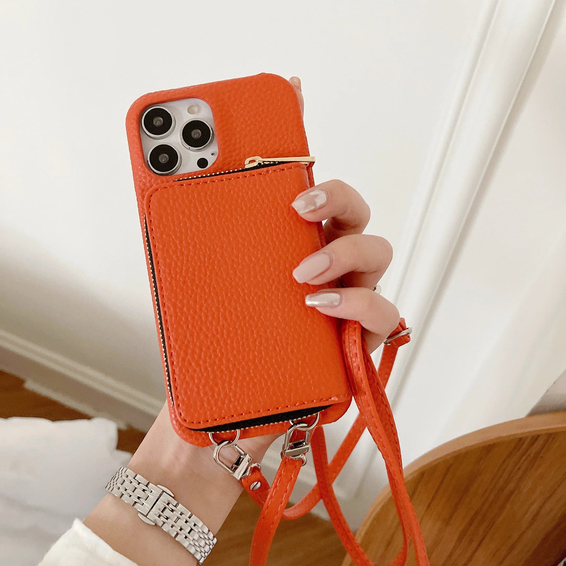 Luxury Crossbody Wallet Leather iPhone Case