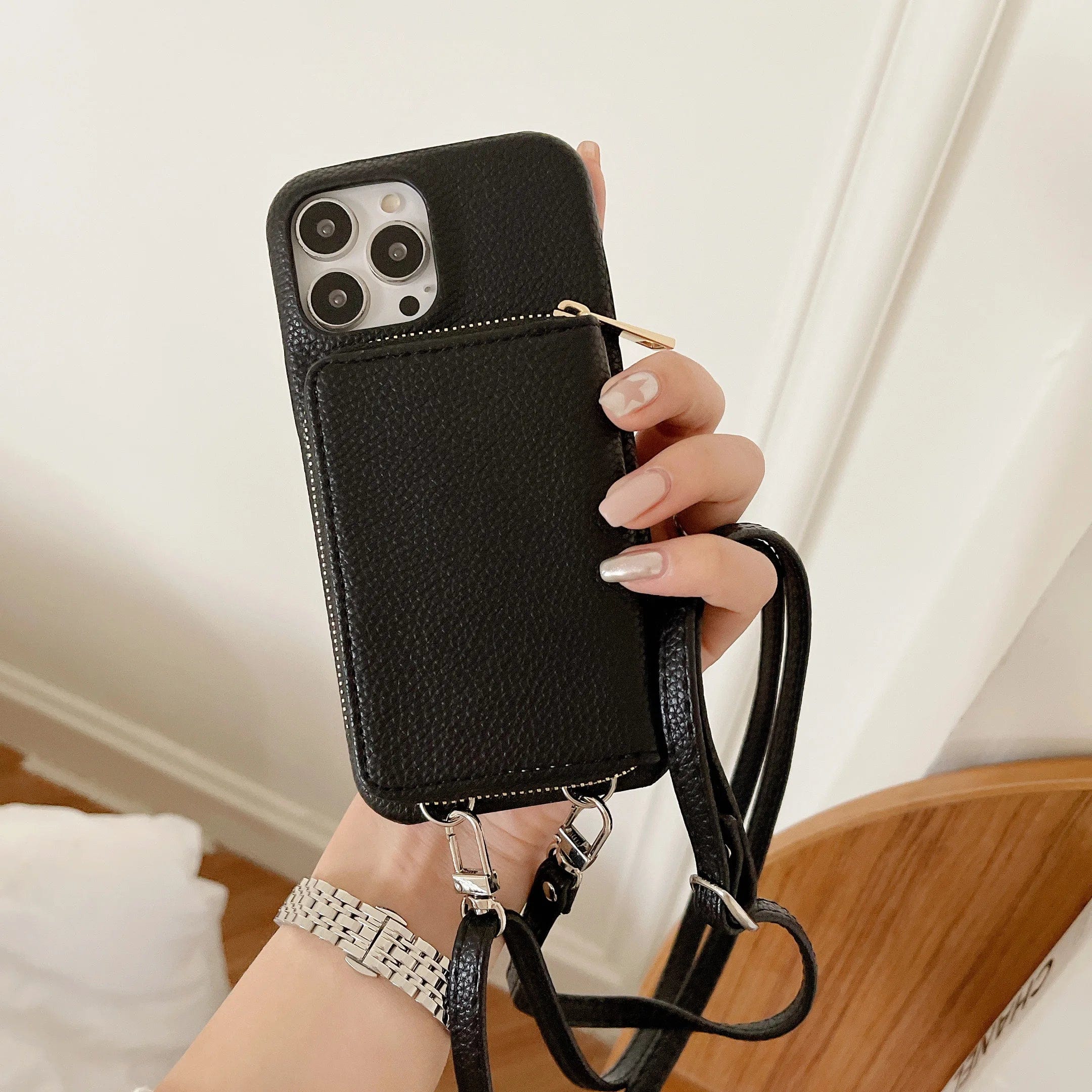 Luxury Crossbody Wallet Leather iPhone Case
