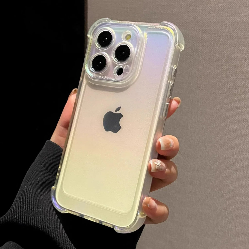 Luxury Laser Rainbow Transparent Matte Phone Case