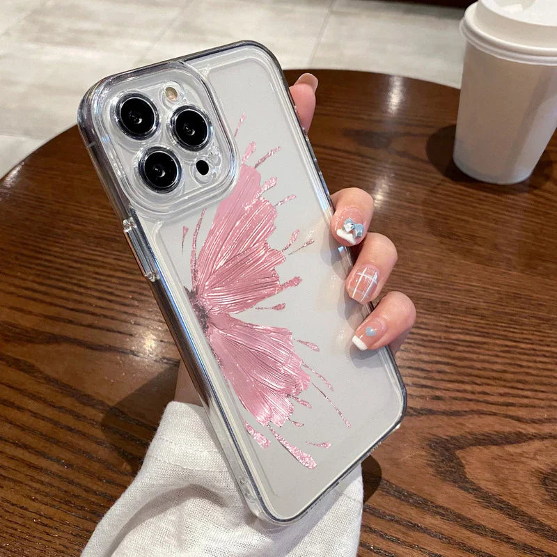 Luxury Gilt Butterfly Shockproof Clear Soft Silicone Phone Case