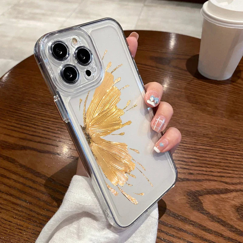 Luxury Gilt Butterfly Shockproof Clear Soft Silicone Phone Case