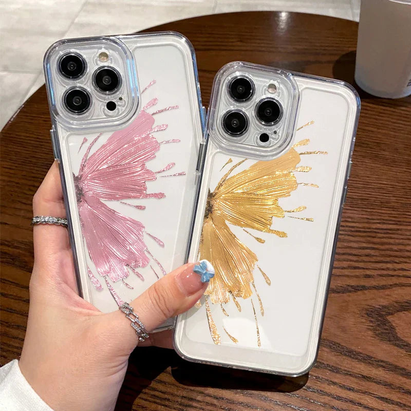 Luxury Gilt Butterfly Shockproof Clear Soft Silicone Phone Case