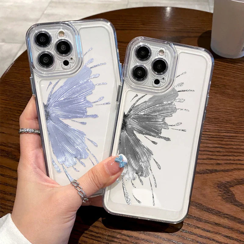 Luxury Gilt Butterfly Shockproof Clear Soft Silicone Phone Case