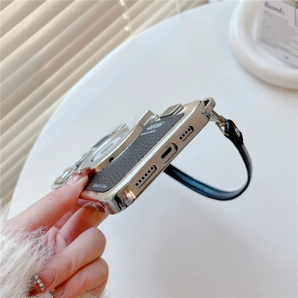 Luxury Retro Stereo Camera Hand with Lanyard Phone Case