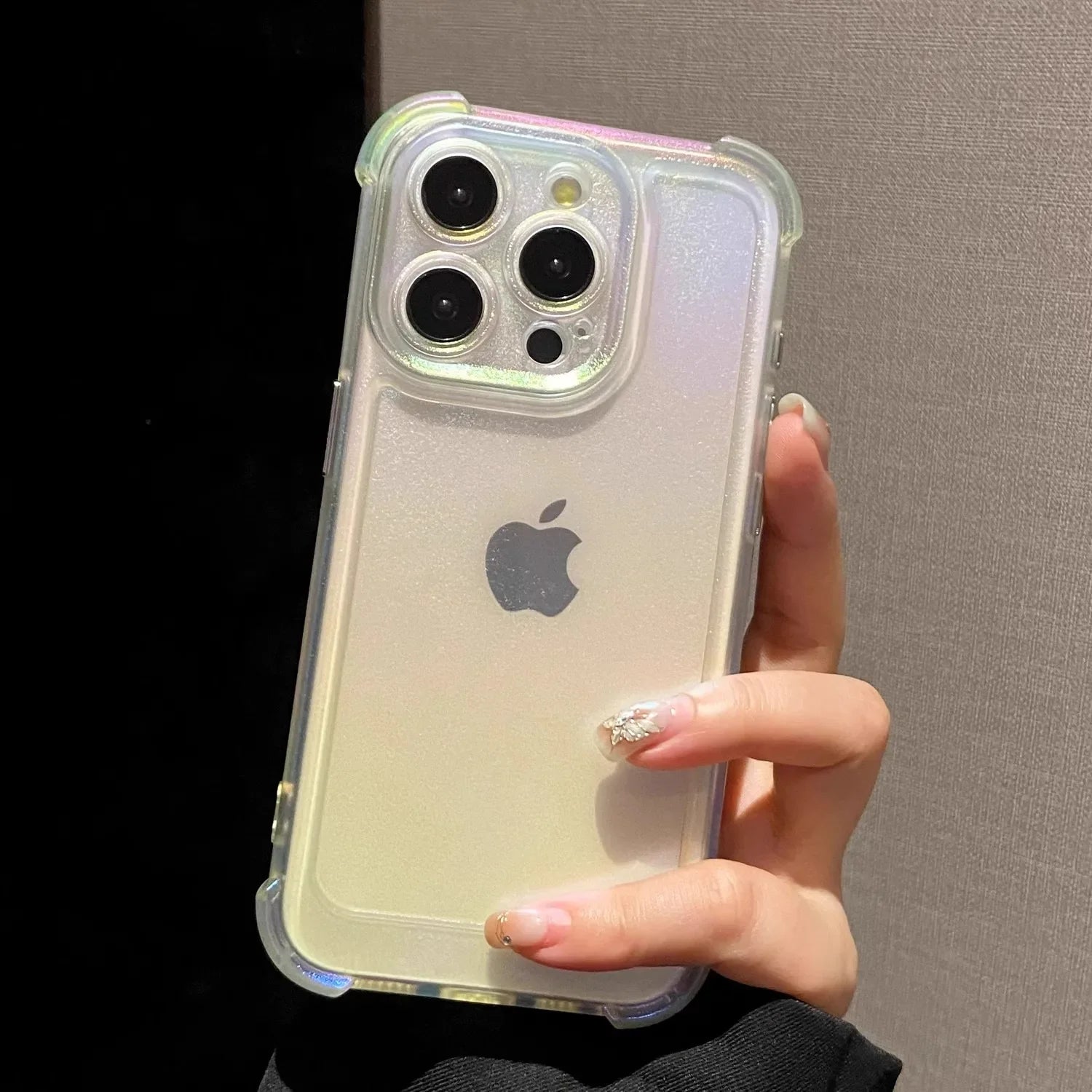 Luxury Laser Rainbow Transparent Matte Phone Case