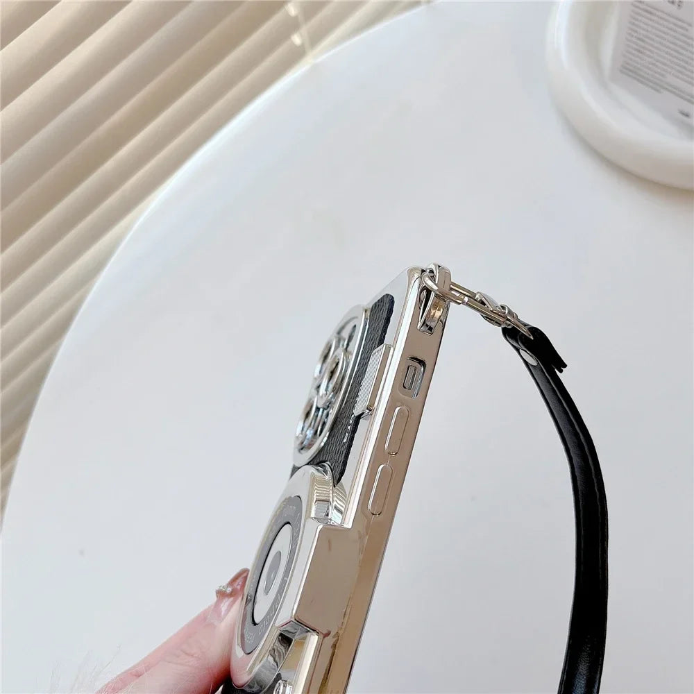 Luxury Retro Stereo Camera Hand with Lanyard Phone Case